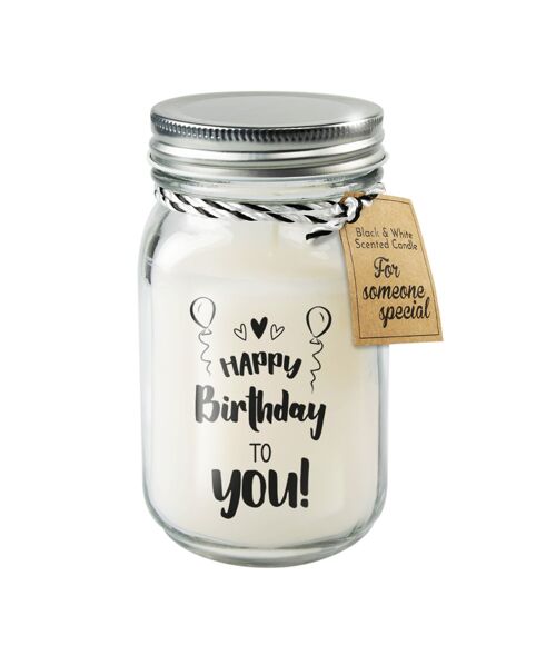 Black & White scented candles - Happy birthday