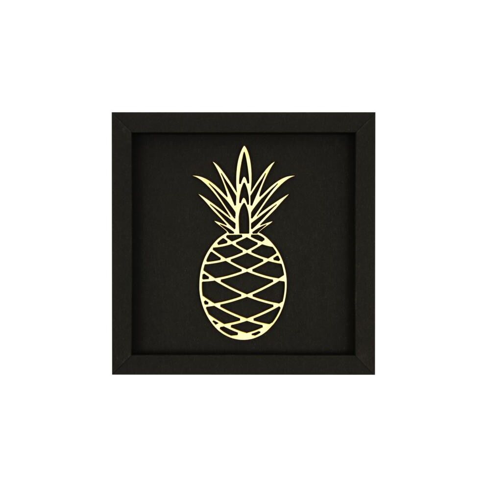 Ananas - cartolina illustrata con scritta in legno