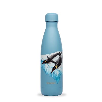 Botella termo 500 ml, pingüinos árticos, celeste
