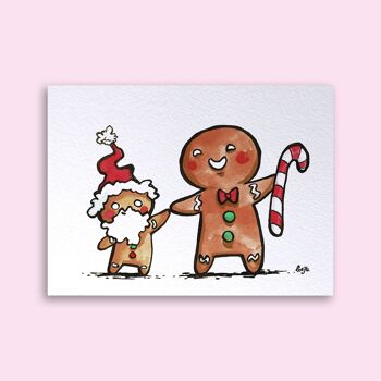 Carte Noël Suivez le bonhomme en pain d'épices 1