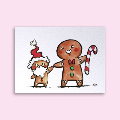 Carte Noël Suivez le bonhomme en pain d'épices