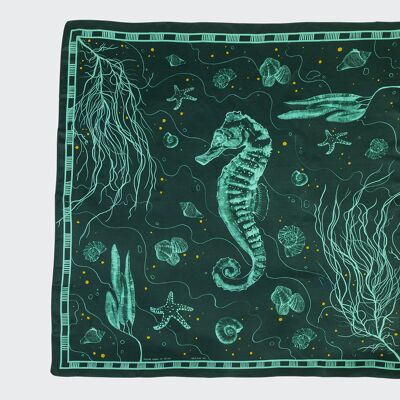 Seahorse - Silk scarf  - large