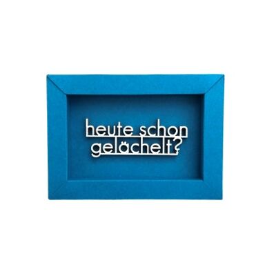 Heute schon gelächelt - Bild Karte Holzschriftzug Magnet