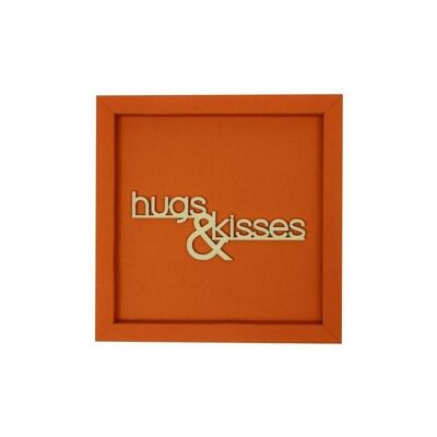 Hugs & Kisses picture card wooden lettering