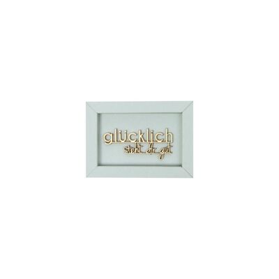 Happy te queda bien - tarjeta con imagen imán con letras de madera
