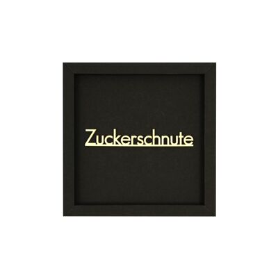 Zuckerschnute k - cartolina illustrata con scritta in legno Love