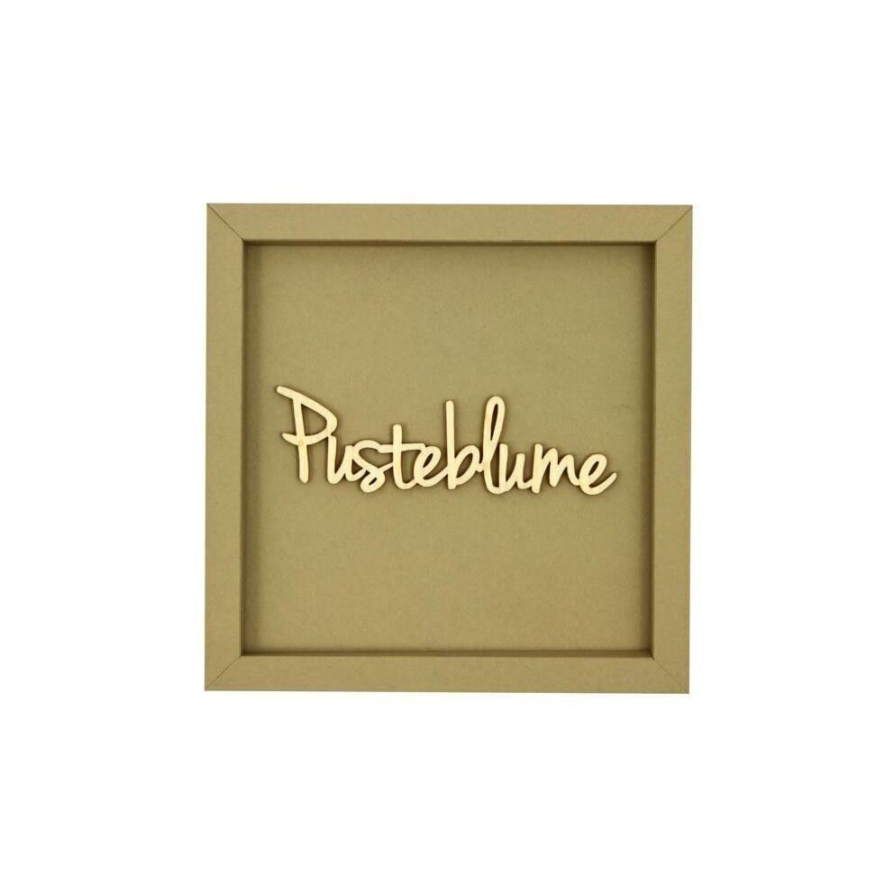 Dente di leone - cartolina illustrata con scritta in legno Love