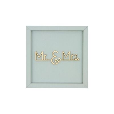 Mr & Mrs - cartolina illustrata con scritta in legno amore per il matrimonio
