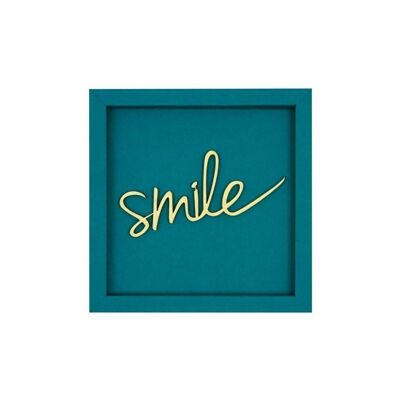Sonrisa - tarjeta con imagen con letras de madera