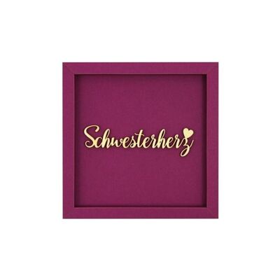 Sister heart - picture card wooden lettering