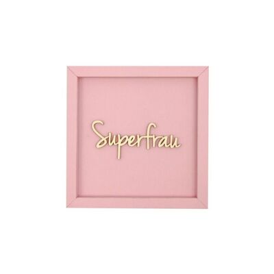 Supermujer - tarjeta de imagen con letras de madera