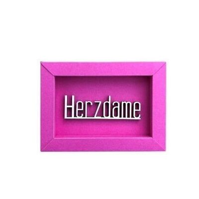 Herzdame - Bild Karte Holzschriftzug Magnet Liebe