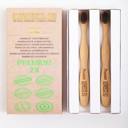Bamboo Toothbrushes Premium, Double Pack