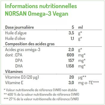 NORSAN Omega-3 Vegan 2000 mg Huile d'Algue 2