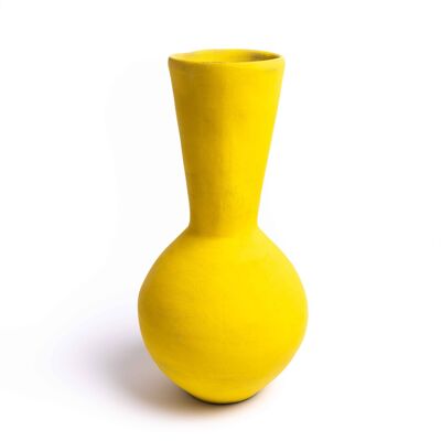 Vase en céramique au design contemporain - jaune - pièce unique - fabriqué à la main dans un atelier d'artiste à Cape Town en Afrique du sud