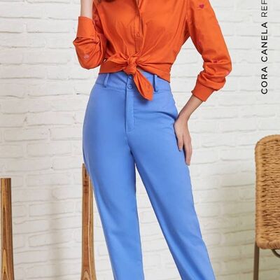 Pantalón de Traje de Talle Alto Azul Delave Celeste