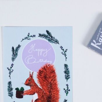 Carte postale écureuil bleu 2