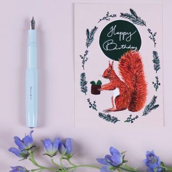 Carte postale écureuil rose 1