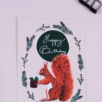 Carte postale écureuil rose 2