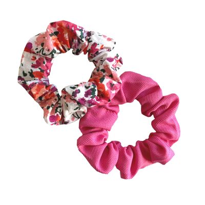 Scrunchie floral y rosa sin desperdicio