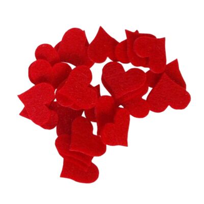 Coeurs en feutre pour décoration, découpés, rouge, 20 mm/16 mm