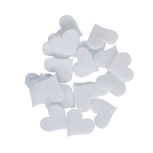Felt Hearts for Decoration, Die Cut, White, 20 mm/16 mm