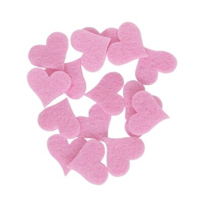 Corazones de fieltro para decoración, troquelados, rosa, 20 mm / 16 mm