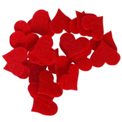 Felt Hearts for Decoration, Die Cut, Red, 35 mm/32 mm