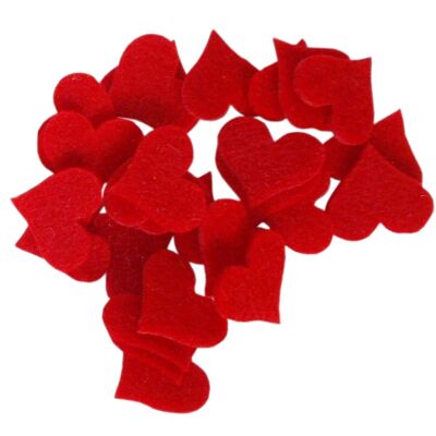 Cuori in feltro per decorazione, fustellati, rosso, 35 mm/32 mm