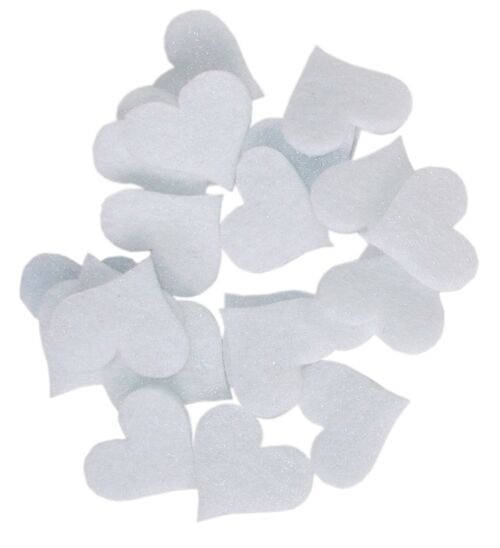 Felt Hearts for Decoration, Die Cut, White, 35 mm/32 mm