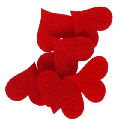 Corazones de fieltro para decoración, troquelados, rojo, 60 mm / 55 mm