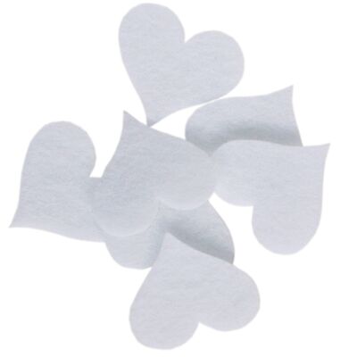 Coeurs en feutre pour la décoration, découpés, blanc, 60 mm/55 mm