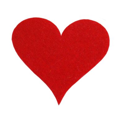 Coeurs en feutre pour décoration, découpés, rouge, 100 mm/90 mm