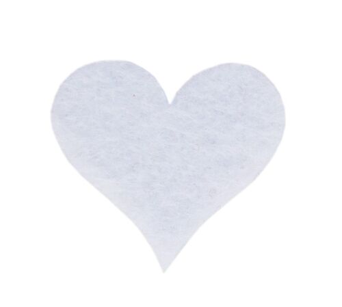 Felt Hearts for Decoration, Die Cut, White, 100 mm/90 mm