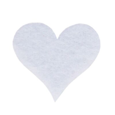 Felt Hearts for Decoration, Die Cut, White, 100 mm/90 mm