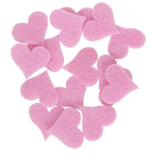 Felt Hearts for Decoration, Die Cut, Pink, 35 mm/32 mm