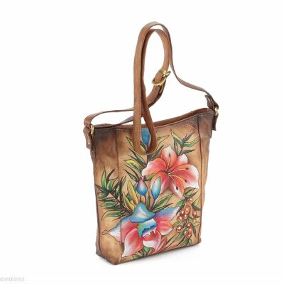 Picta Manu Hand Painted Leather Bag #LB19 Floral Berry