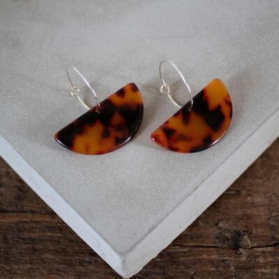 Semi Circle Acrylic Hoops -  Amber Tortoise Shell