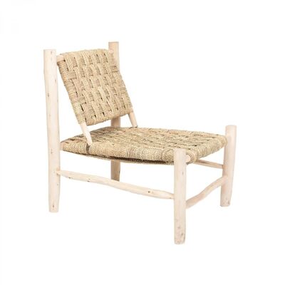 LODJO - ARMCHAIR BRAIDED IN DOUM AND WOODEN FRAME OF EUCALYPTUS