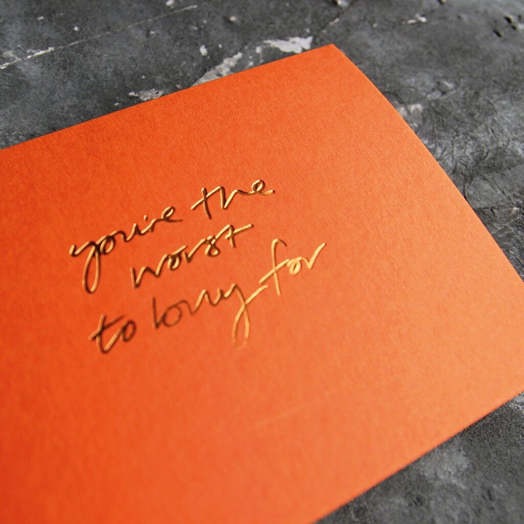 Eres lo peor para comprar - Tarjeta de efectivo de saludos frustrada a mano