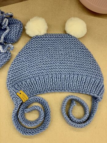 Bonnet en laine, bleu 3