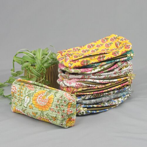Block Printed Makeup Pouches or Pencil Cases In Assored Colours & Designs