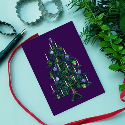 Postkarte Weihnachtsbaum dunkel