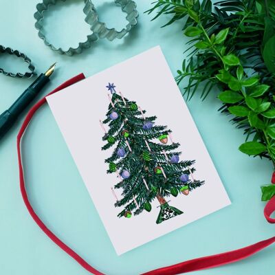 Carte postale Sapin de Noël lumineux