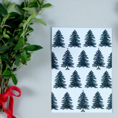 Postkarte Weihnachtsbäume