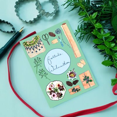Cartolina regali di Natale verde chiaro