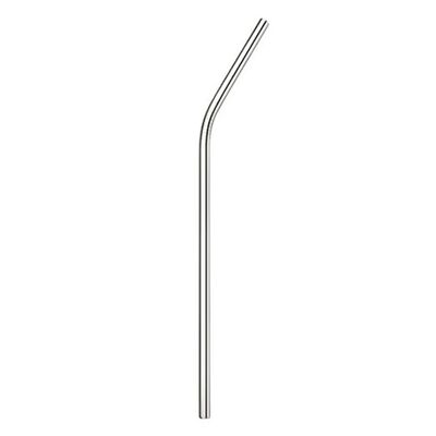 Stainless steel straw, silver color, curved shape 215x6mm