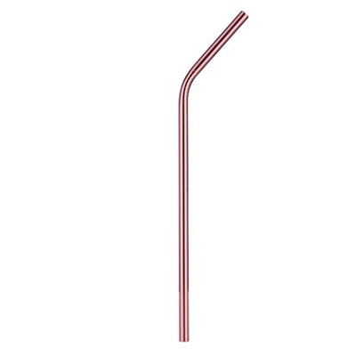 Curved shape copper-colored stainless steel straw 215x6mm