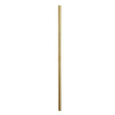 Gold colored stainless steel straw, straight shape 215 x 6 mm