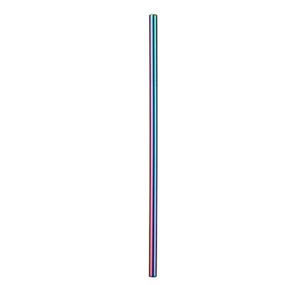 Rainbow colored stainless steel straw, straight shape 215x6mm